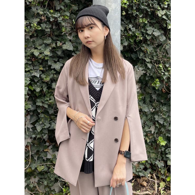美品⭐︎24SS MURUA パウダーツイルダブルタックジャケット ダークグレー パウダーツイルダブルタックジャケット[品番：MKSW0055190