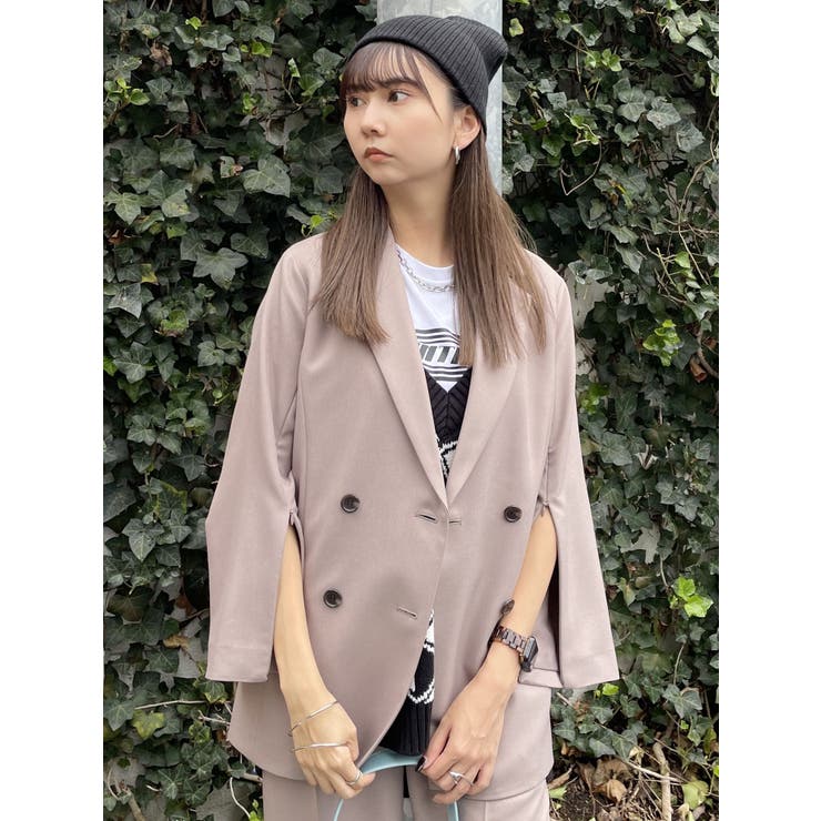 美品⭐︎24SS MURUA パウダーツイルダブルタックジャケット ダークグレー パウダーツイルダブルタックジャケット[品番：MKSW0055190