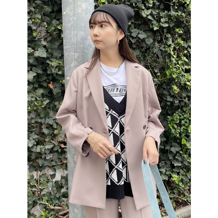 美品⭐︎24SS MURUA パウダーツイルダブルタックジャケット ダークグレー パウダーツイルダブルタックジャケット[品番：MKSW0055190