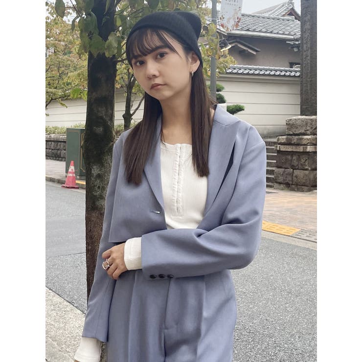 P.S My wardrobe　パウダーツイル　ダブルジャケット　無地　ブラウン ネイビー My wardrobe パウダーツイル ダブルジャケット 無地