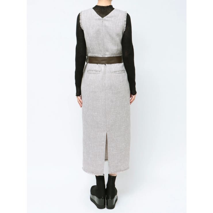 未使用ツイード ブラック/ホワイトジャンパースカート JUNOAH ジャンパースカート ツイードIラインジャンパースカート