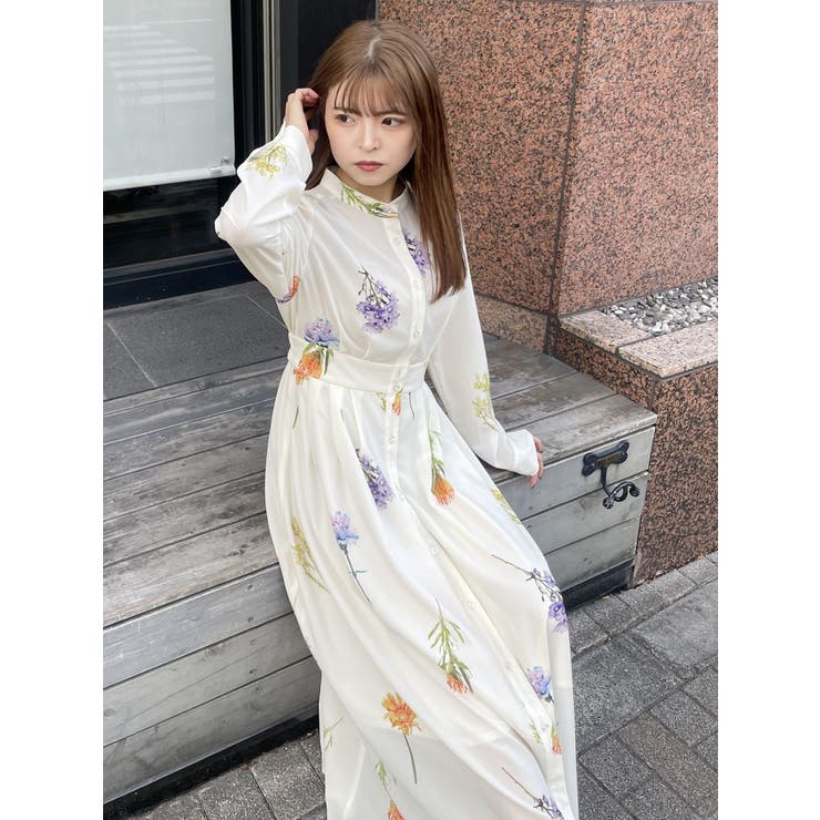 フラワープリントシャリーングワンピース【WEB限定】【花柄】[品番