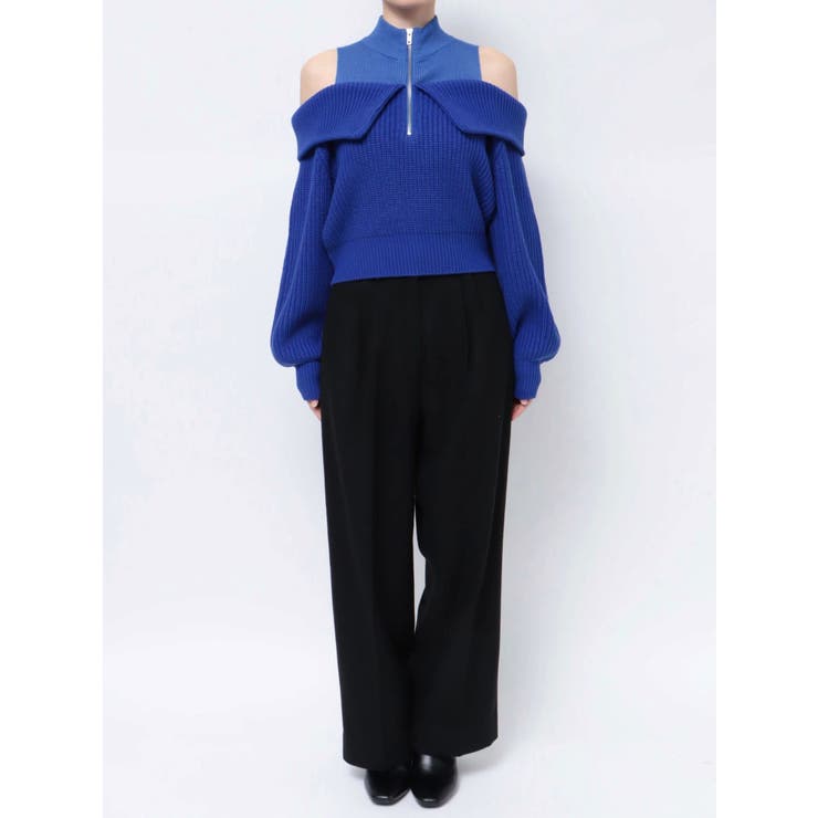 ZIPショートニット【WEB限定ジップニット】[品番：MKSW0053109