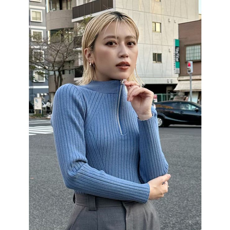 ハーフジップリブニット[品番：MKSW0055212]｜MURUA（ムルーア）の