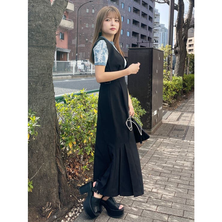 ジャンパースカート　MURUA ムルーア MURUA フロントベルトジャンパースカート （モカ