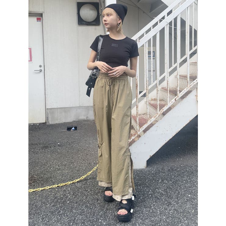 MEDM 男女兼用カジュアル カーゴパンツ ロゴ ナイロン MAISON CLUB カーゴパンツ 「MAISON CLUB」ナイロンワッシャー裏