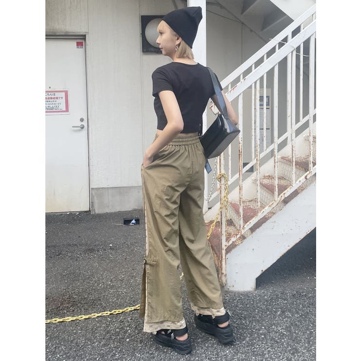 メッシュロゴナイロンカーゴフレアパンツ【2way】[品番：MKSW0056590