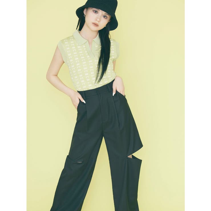 カットアウトタックパンツ[品番：MKSW0055885]｜MURUA（ムルーア）のレディースファッション通販｜SHOPLIST（ショップリスト）