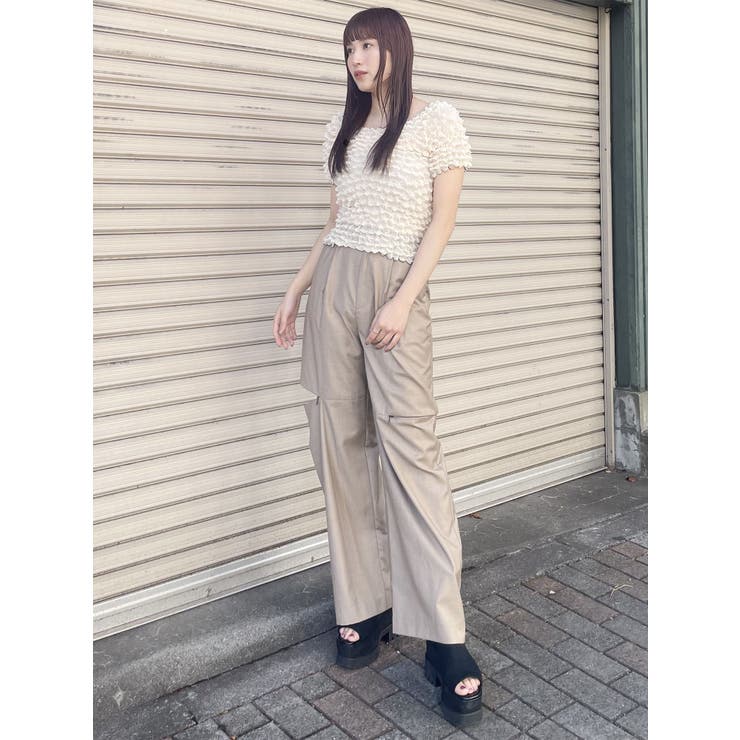 再入荷 サイドパールタックパンツ ブラック frene - メルカリ