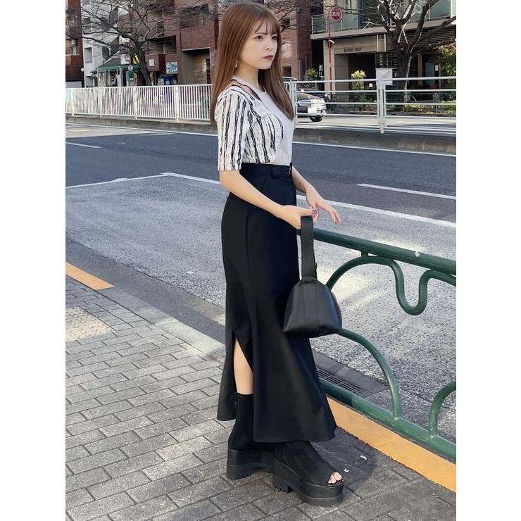 【MAX MARA】カットアウト スリット ロングスカート【送関込】 ジェッソ] コットン デニム ロング スカート, navy | 