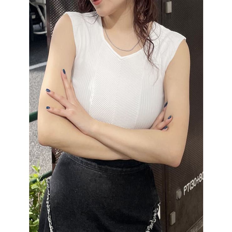 ホワイト | バックオープンリブコルセットニット | MURUA