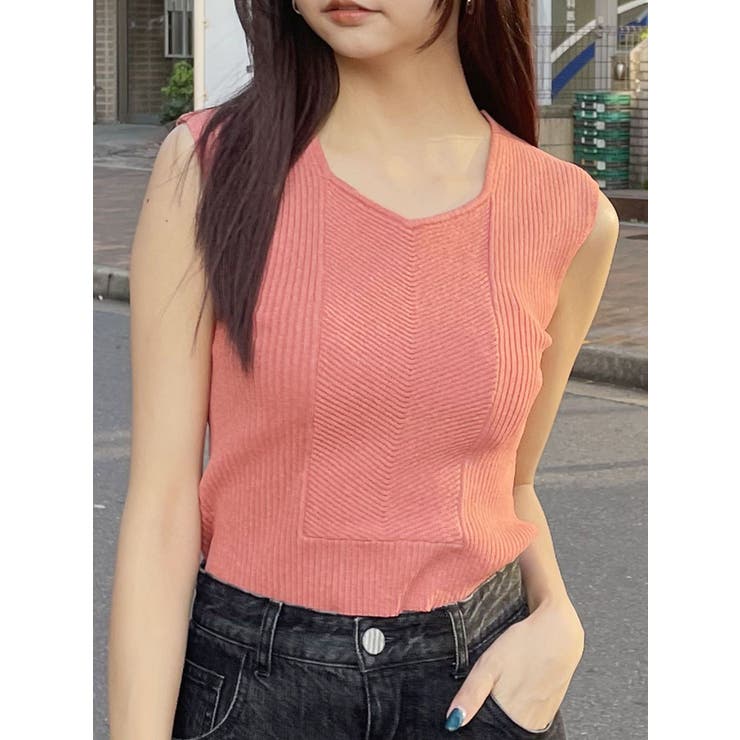 オレンジ | バックオープンリブコルセットニット | MURUA