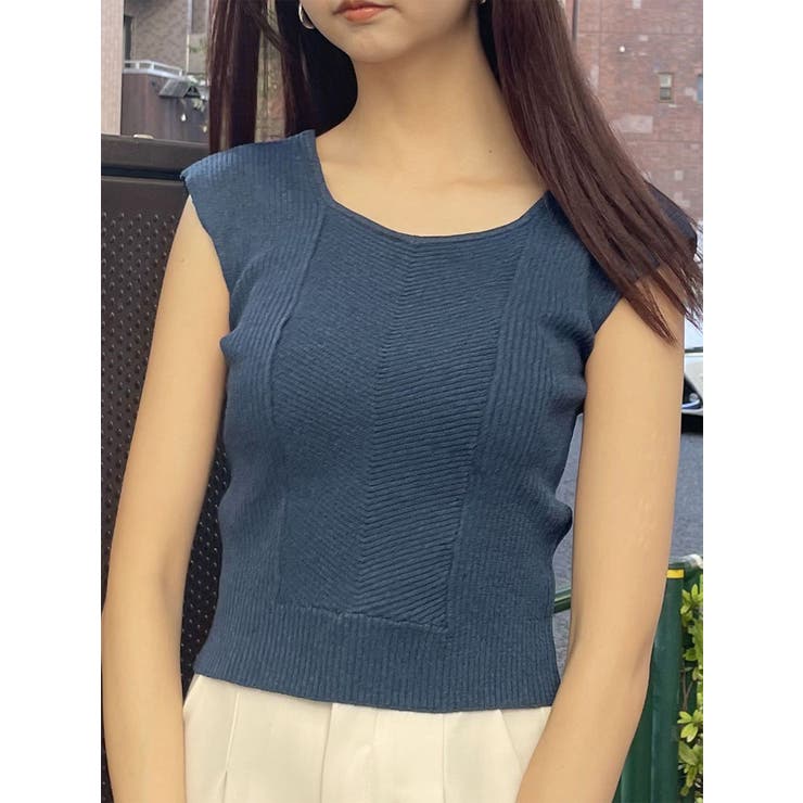 ブルー | バックオープンリブコルセットニット | MURUA