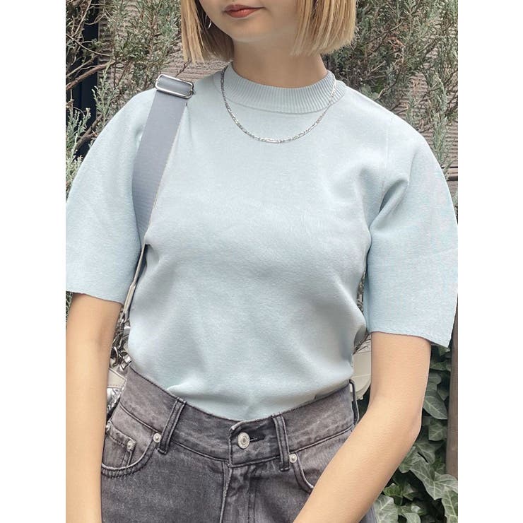 アイスブルー | スリムハーフスリーブニット | MURUA