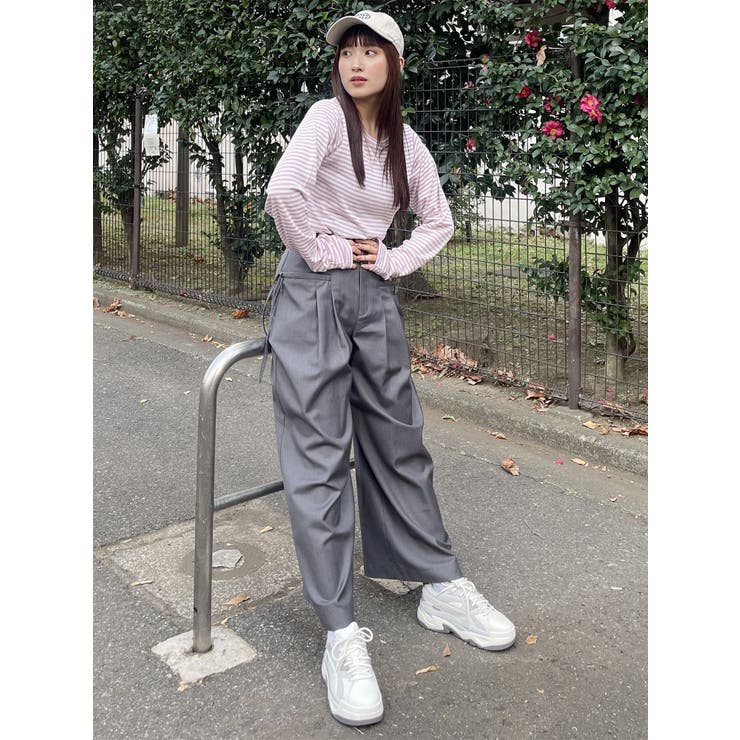 ボーダーサムホールトップス【WEB限定】【Tシャツ】[品番：MKSW0056633