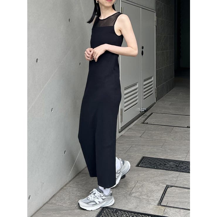 ムルーア　シースルーロングワンピース［新品］ アシンメトリーパターンロングワンピース[品番：MKSW0037820