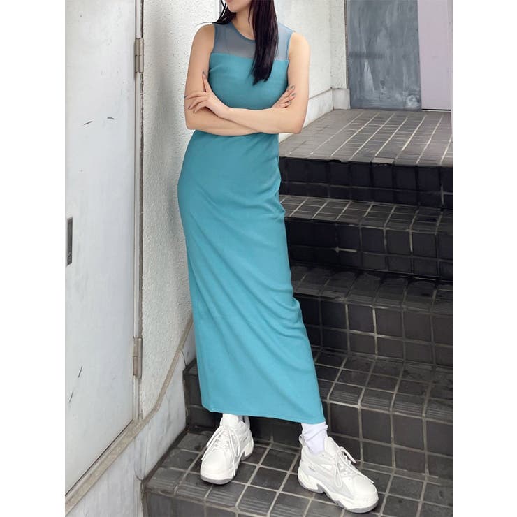 ブルー | シアーテレコワンピース | MURUA