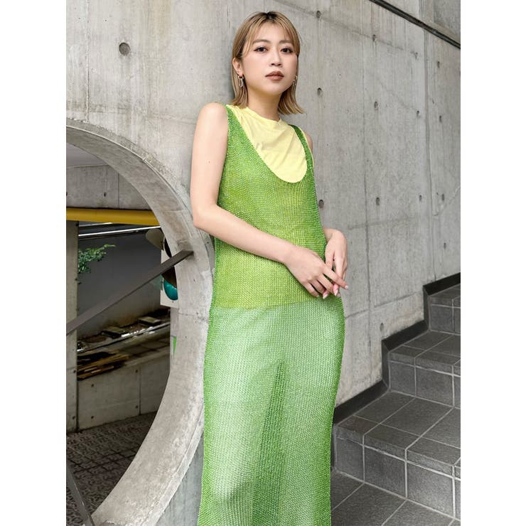 メタリックメッシュロングワンピース[品番：MKSW0057787]｜MURUA