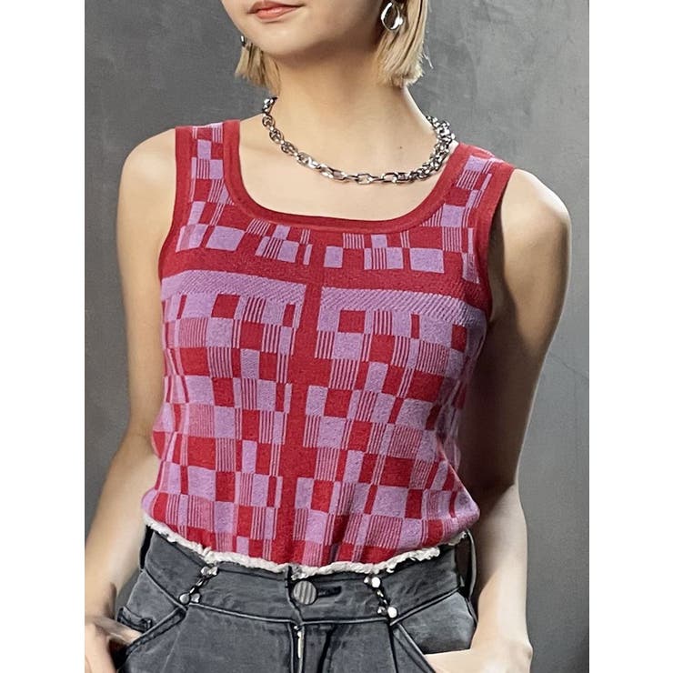 レッド | ジオメタンクトップ | MURUA