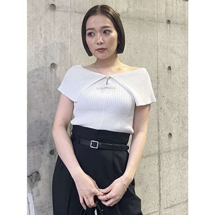 オフショルチャイナボタンニット | MURUA | 詳細画像2 