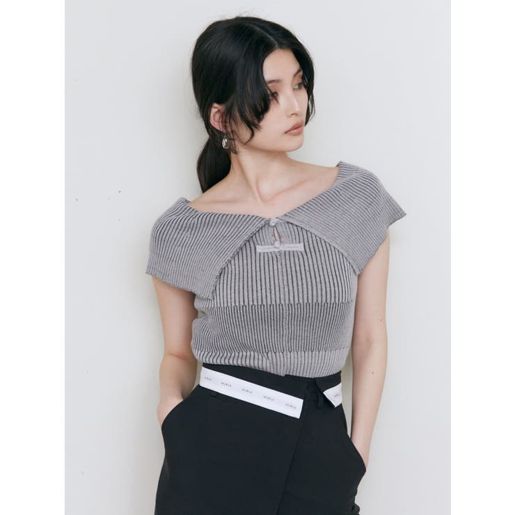 オフショルチャイナボタンニット | MURUA | 詳細画像3 