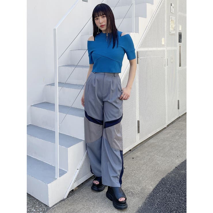 ジップカシュクールニット[品番：MKSW0058833]｜MURUA（ムルーア
