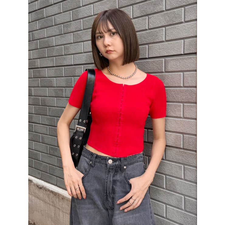 ホックデザインハーフスリーブニット | MURUA | 詳細画像3 