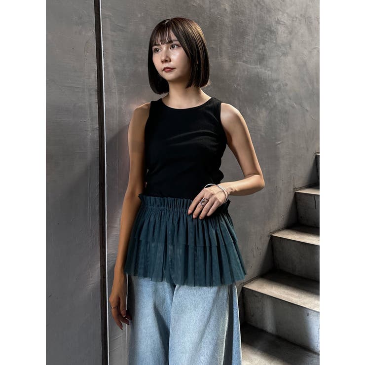 ゆ*ま様 極美品 メレル ムートピアレース リネン LINEN ブルー 23.5 バックオープンアシメニットタンク[品番：MKSW0049880]｜MURUA