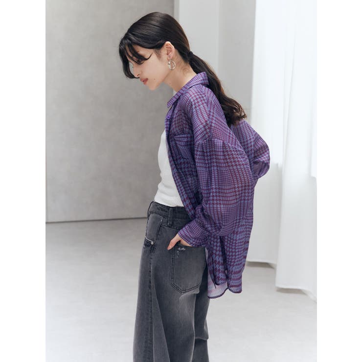 ウェーブチェックシアーシャツ[品番：MKSW0060595]｜MURUA（ムルーア 