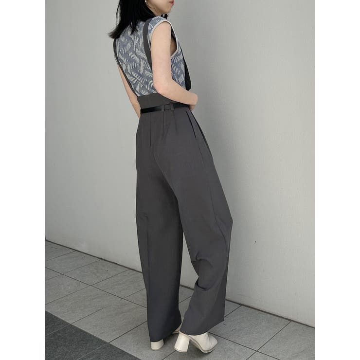 フェイクレザーベルトサスペンダーパンツ[品番：MKSW0058198]｜MURUA