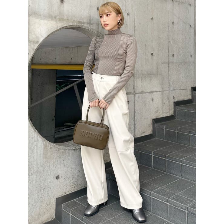 レザーパンツ CAMBIO(カンビオ)】Vintage Like Synthetic Leather Side Zip