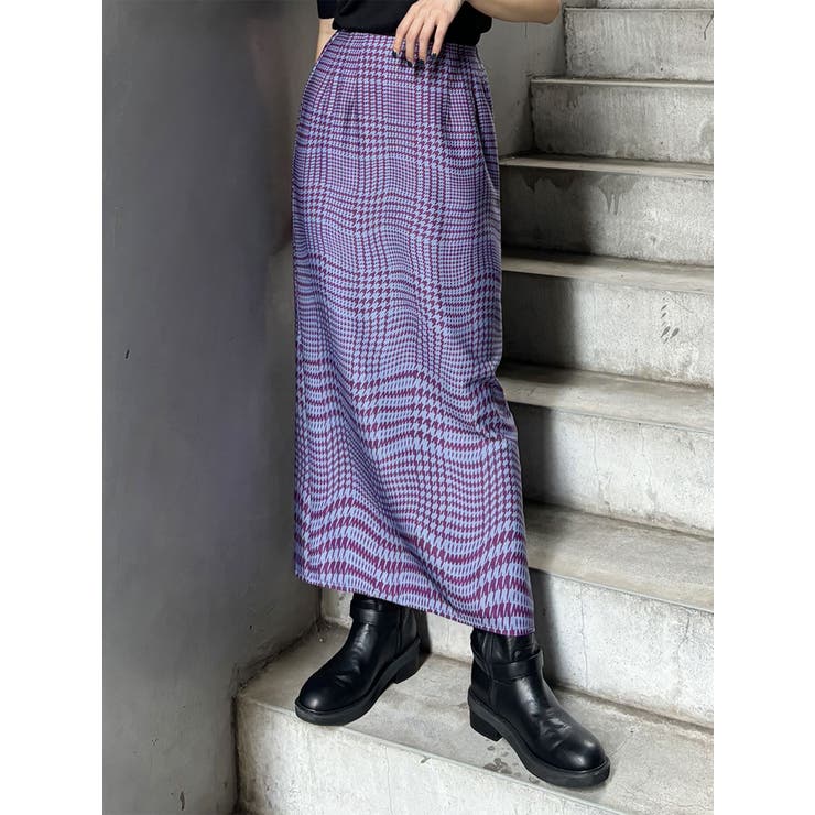 パープル | ウェーブチェックナロースカート | MURUA