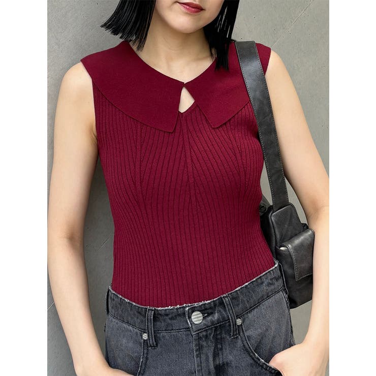 ボルドー | 付け衿2WAYリブニット | MURUA