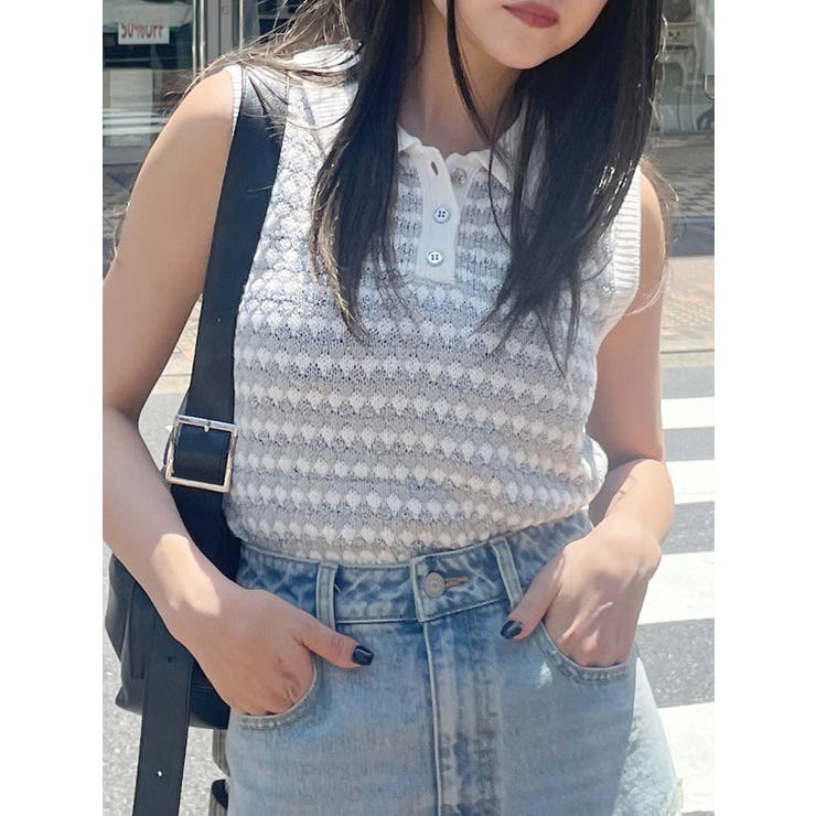 ホワイト | ラメニットポロ | MURUA