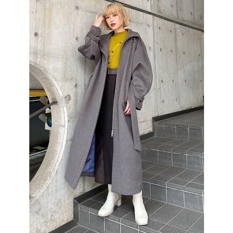 ウール混 ビーバー スタンドカラーコート（12-26WI01-204