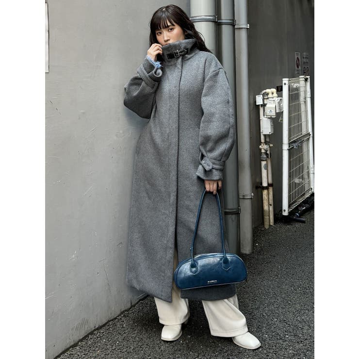 スタンドカラージップウール混コート[品番：MKSW0060528]｜MURUA