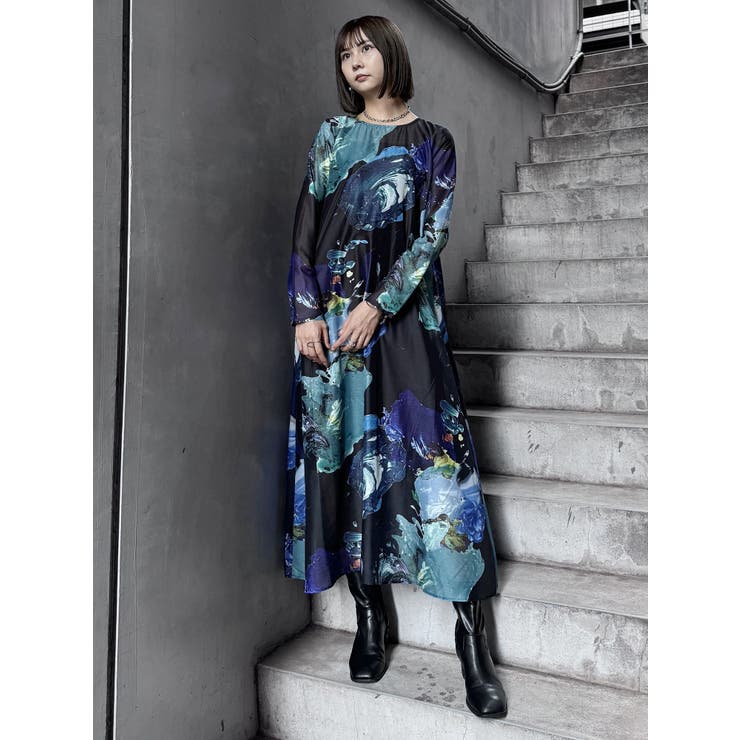 MURUA ワンピース ペイントシアーワンピース【WEB限定】[品番：MKSW0059572