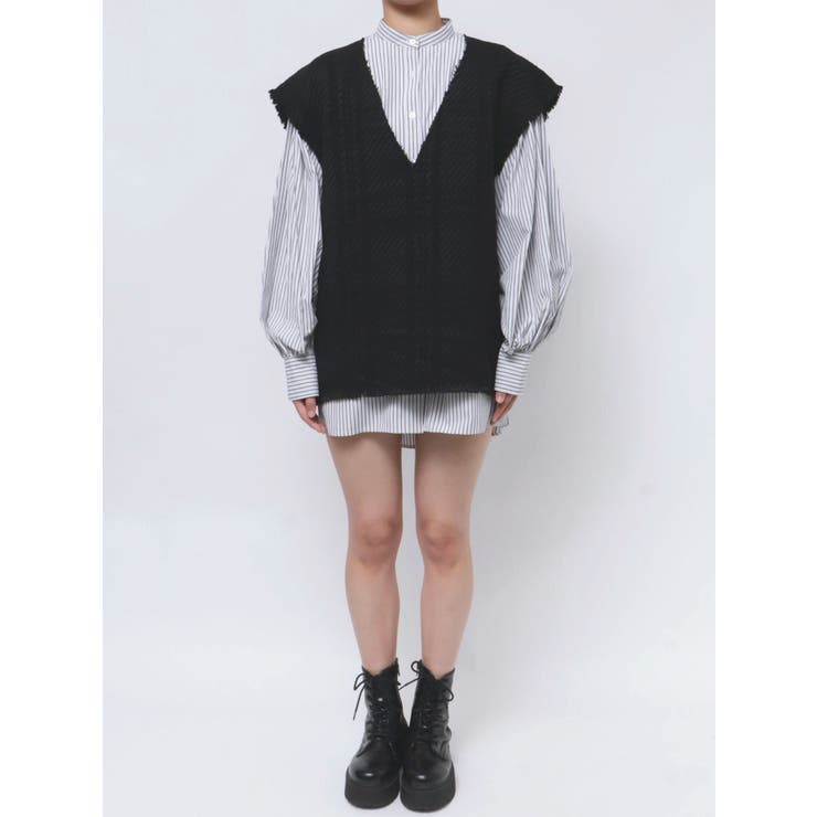 MURUA ツイードベストシャツワンピース MURUA（ムルーア）の「ツイードベストシャツワンピース【2way
