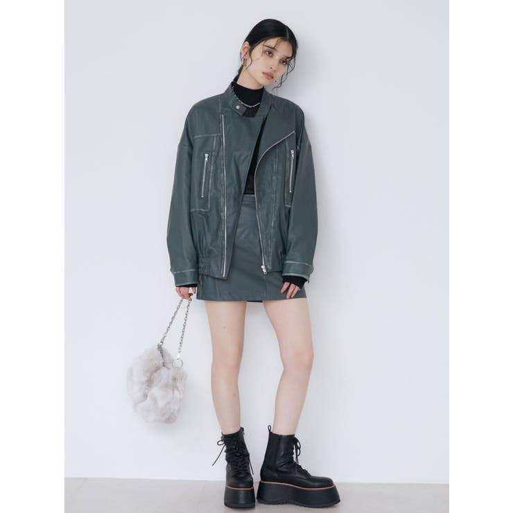 ヴィンテージライクフェイクレザーミニスカート | MURUA | 詳細画像19 