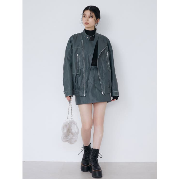 MURUA ヴィンテージライクフェイクレザーミドルジャケッ MURUA ヴィンテージライクフェイクレザーミドルジャケット – CROCHU