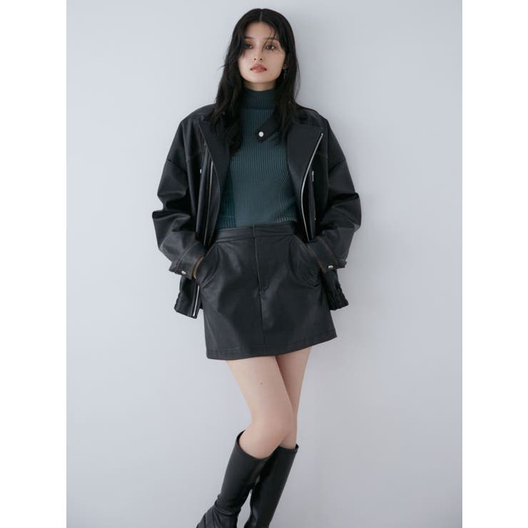 ヴィンテージライクフェイクレザーミニスカート | MURUA | 詳細画像5 