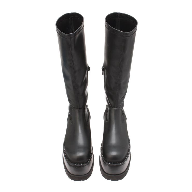 MURUA ストレッチ厚底ハーフブーツ ムルーア MURUA ストレッチ厚底ハーフブーツ （ブラック） -靴