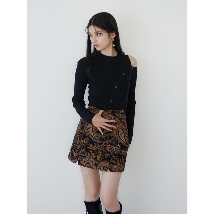 MURUA 黒 ニット オープントゥ 厚底ブーティ フェザーチョーカーニット[品番：MKSW0061788]｜MURUA（ムルーア