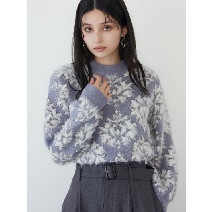 ダマスクシャギーニットトップス[品番：MKSW0060790]｜MURUA