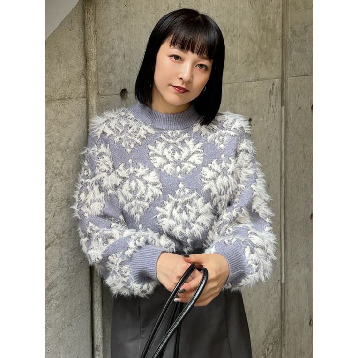 ダマスクシャギーニットトップス[品番：MKSW0060790]｜MURUA