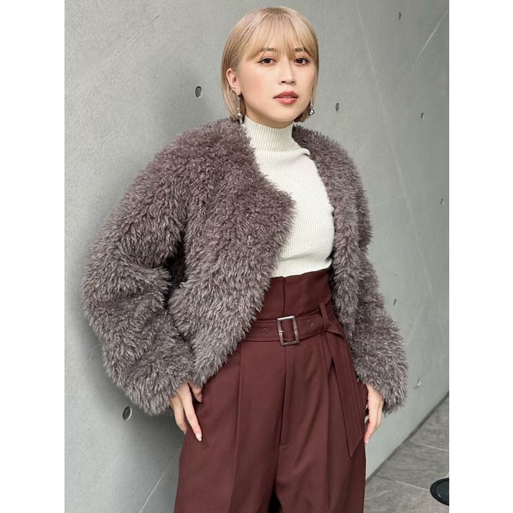 murua フェイクファーブルゾン