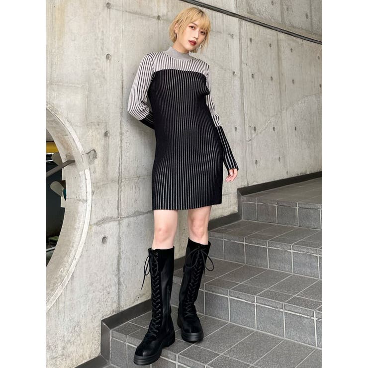ALICE+OLIVIA☆かぎ針編み ニット ミニワンピース♪【送料込】 リブニットミニワンピース[品番：MKSW0061827]｜MURUA（ムルーア
