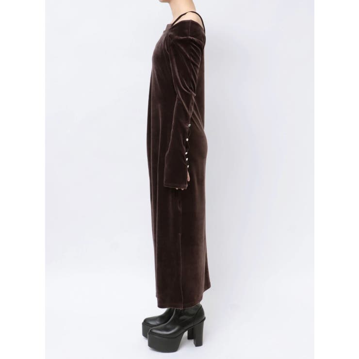 ベロアオープンバックロングワンピース[品番:MKSW0061781 ベロアオープンバックロングワンピース[品番:MKSW0061781