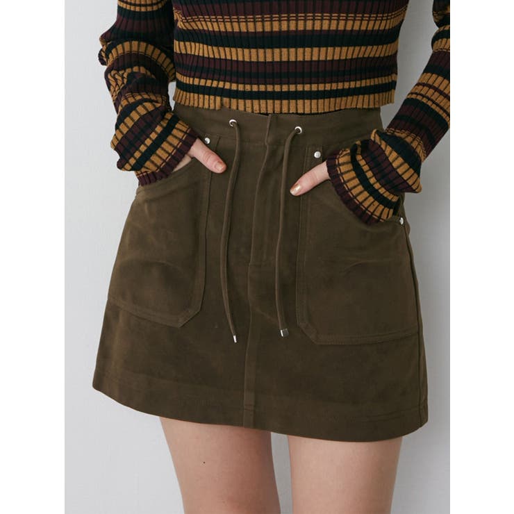 ブラウン | フェイクヌバックミニスカート | MURUA