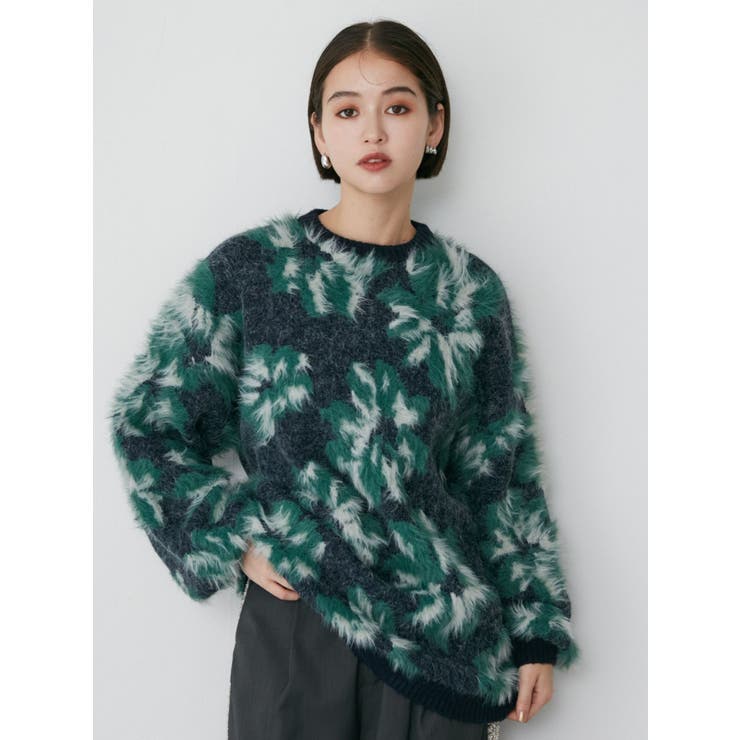 フラワージャガードチュニックニット【WEB限定】[品番：MKSW0061298